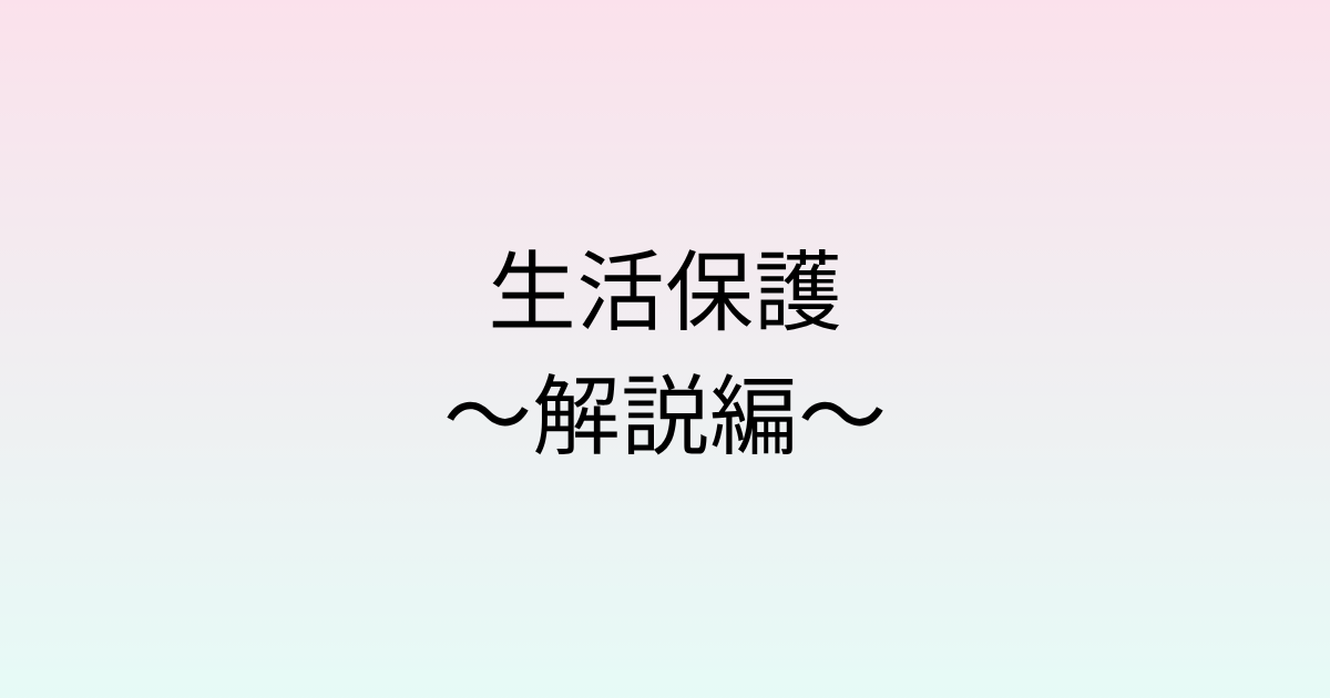 生活保護〜解説編〜